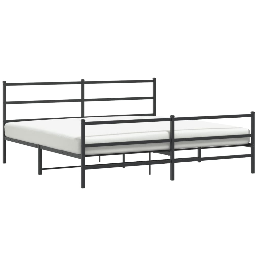 Giroletto con Testiera e Pediera Metallo Nero 180x200 cm | homemem39