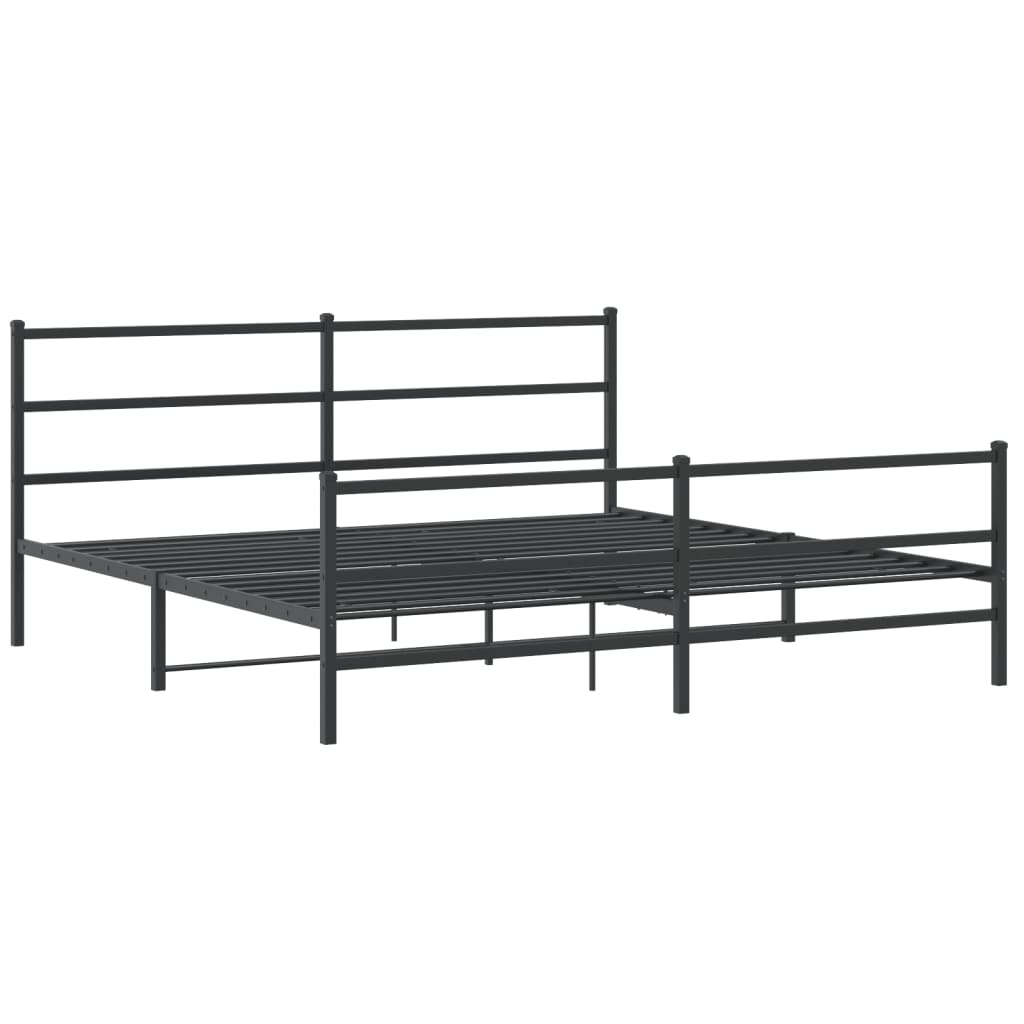 Giroletto con Testiera e Pediera Metallo Nero 180x200 cm | homemem39