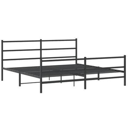 Giroletto con Testiera e Pediera Metallo Nero 180x200 cm | homemem39