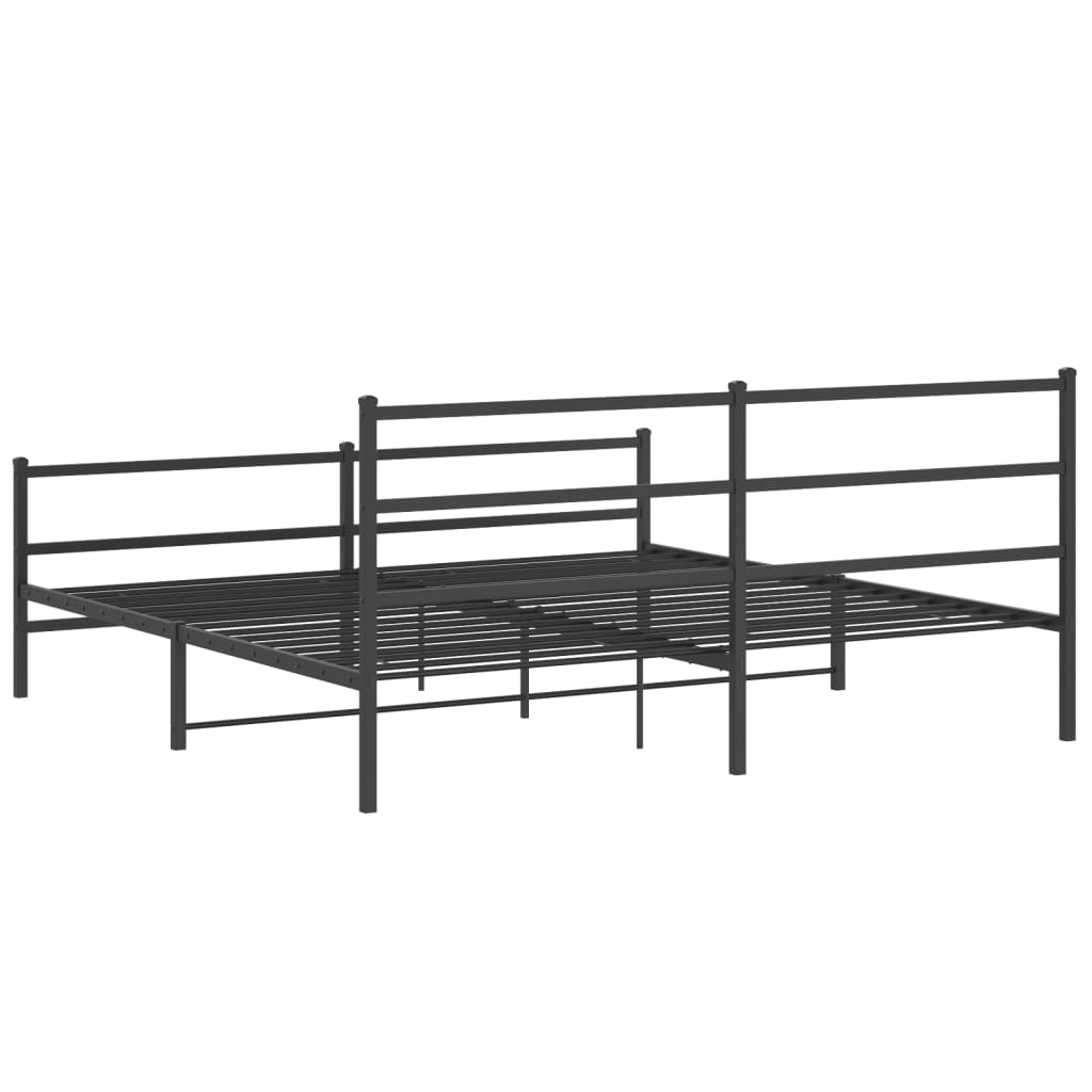 Giroletto con Testiera e Pediera Metallo Nero 180x200 cm | homemem39