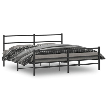 Giroletto con Testiera e Pediera Metallo Nero 180x200 cm | homemem39