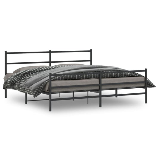 Giroletto con Testiera e Pediera Metallo Nero 200x200 cm | homemem39