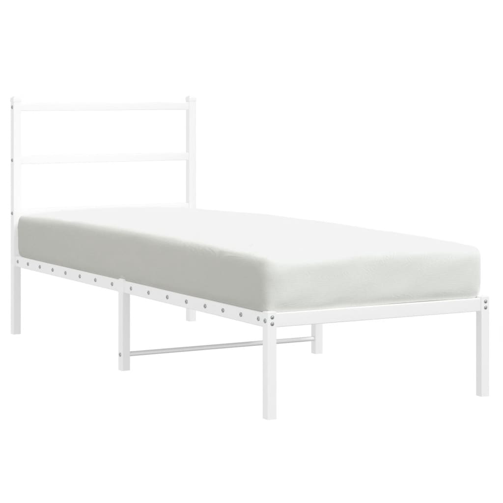 Giroletto senza Materaso con Testiera Metallo Bianco 75x190 cm | homemem39