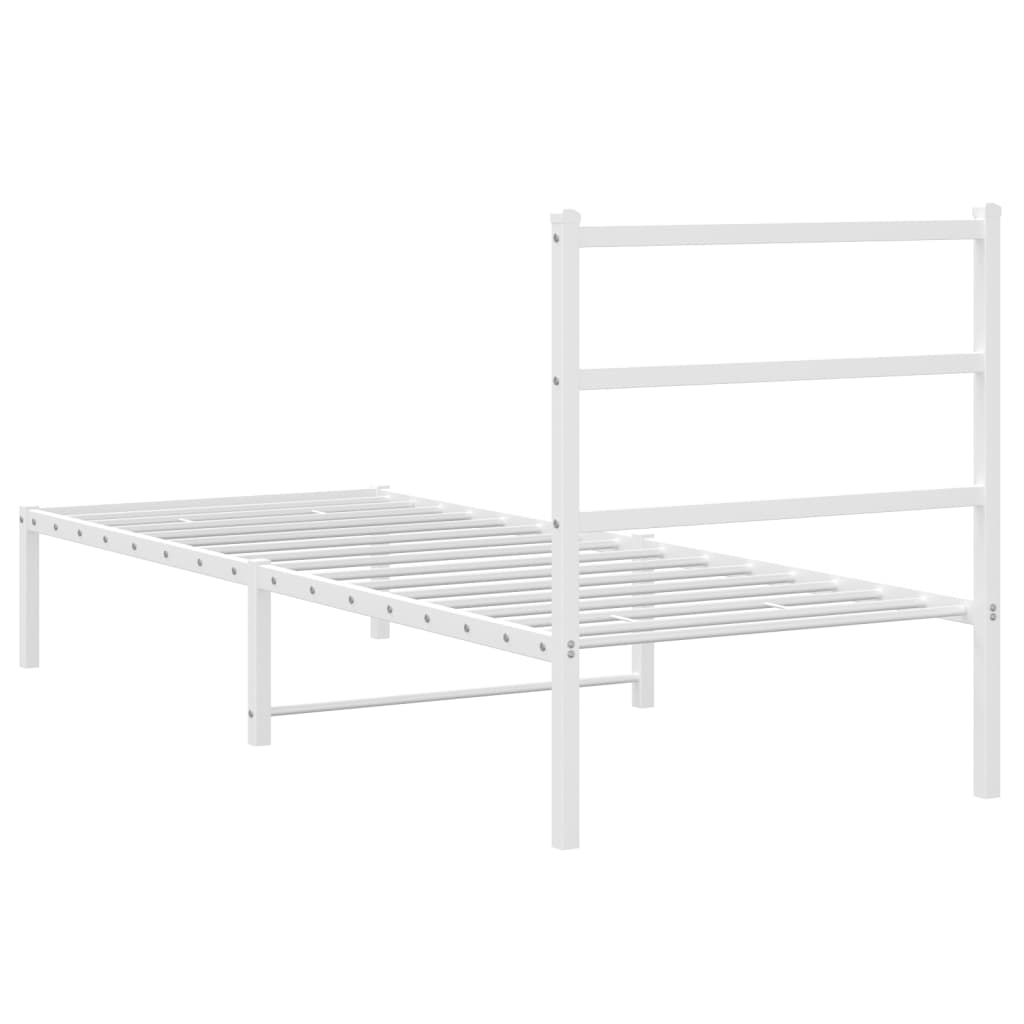 Giroletto senza Materaso con Testiera Metallo Bianco 75x190 cm | homemem39