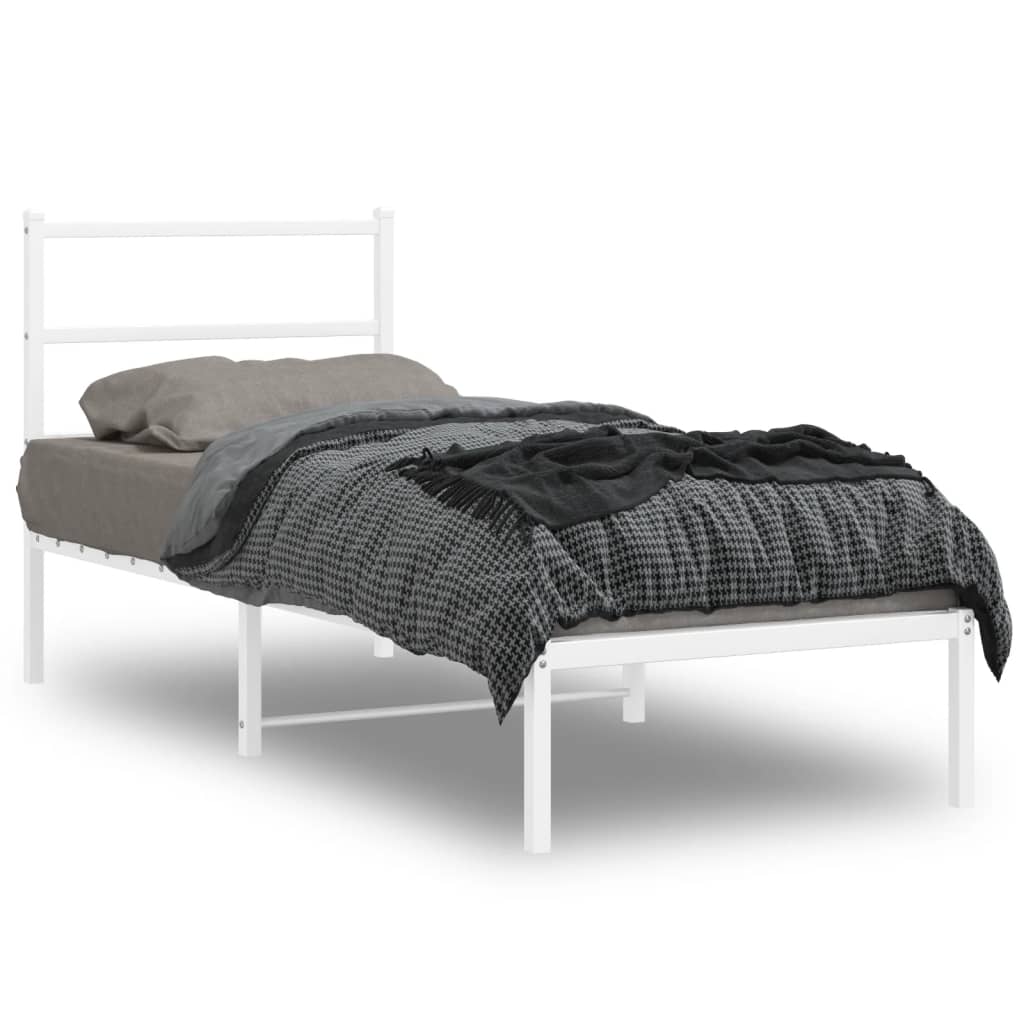 Giroletto senza Materaso con Testiera Metallo Bianco 75x190 cm | homemem39