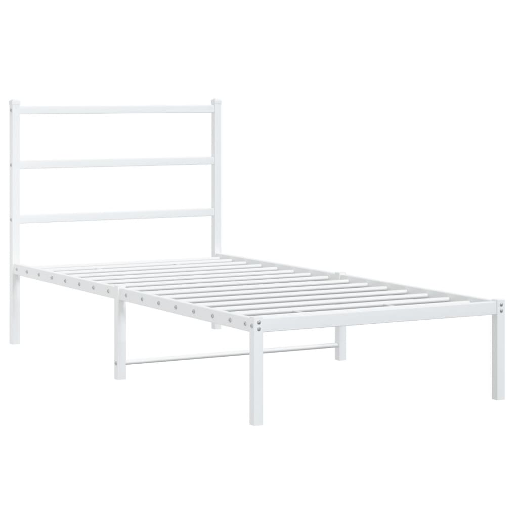 Giroletto con Testiera Metallo Bianco 90x190 cm | homemem39