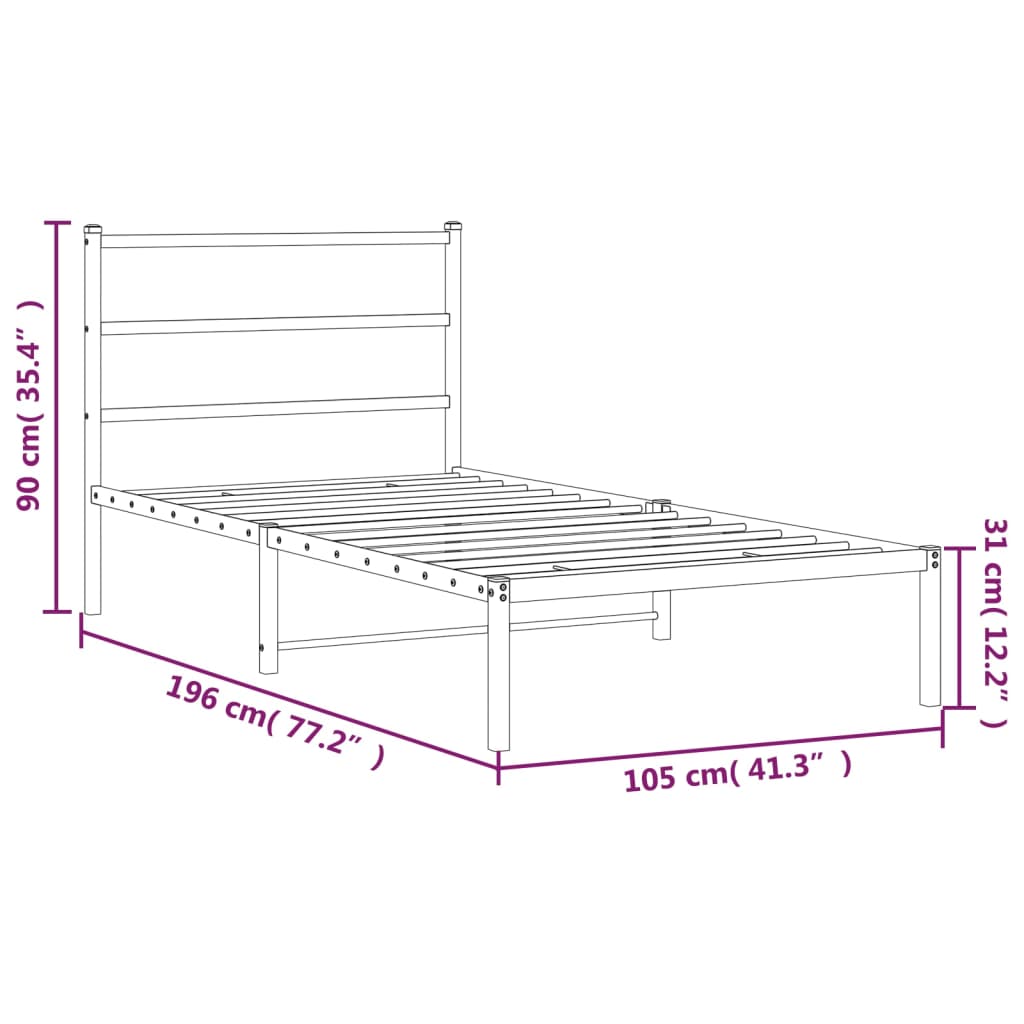 Giroletto con Testiera Metallo Bianco 100x190 cm | homemem39