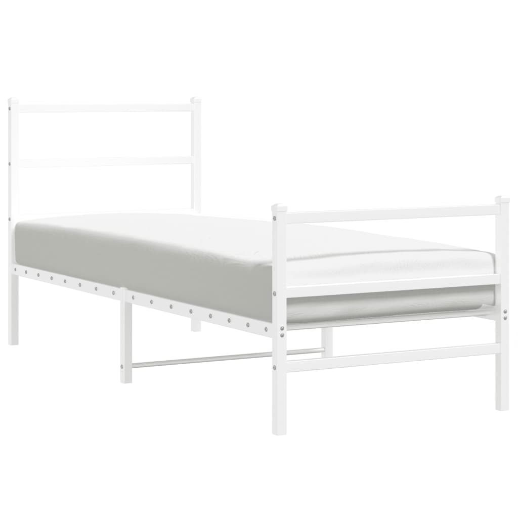 Giroletto con Testiera e Pediera Metallo Bianco 80x200 cm | homemem39