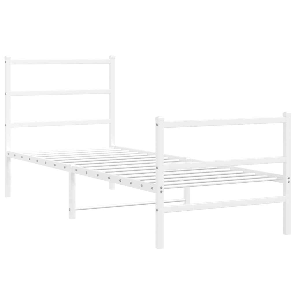 Giroletto con Testiera e Pediera Metallo Bianco 80x200 cm | homemem39