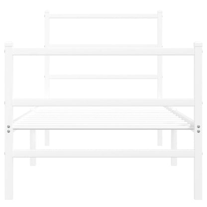 Giroletto con Testiera e Pediera Metallo Bianco 80x200 cm