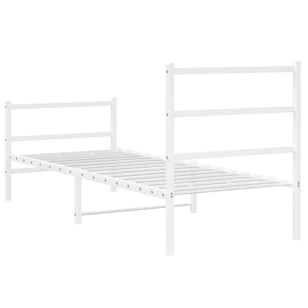 Giroletto con Testiera e Pediera Metallo Bianco 80x200 cm | homemem39