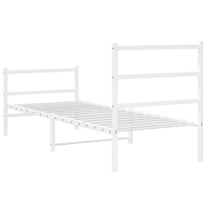Giroletto con Testiera e Pediera Metallo Bianco 80x200 cm
