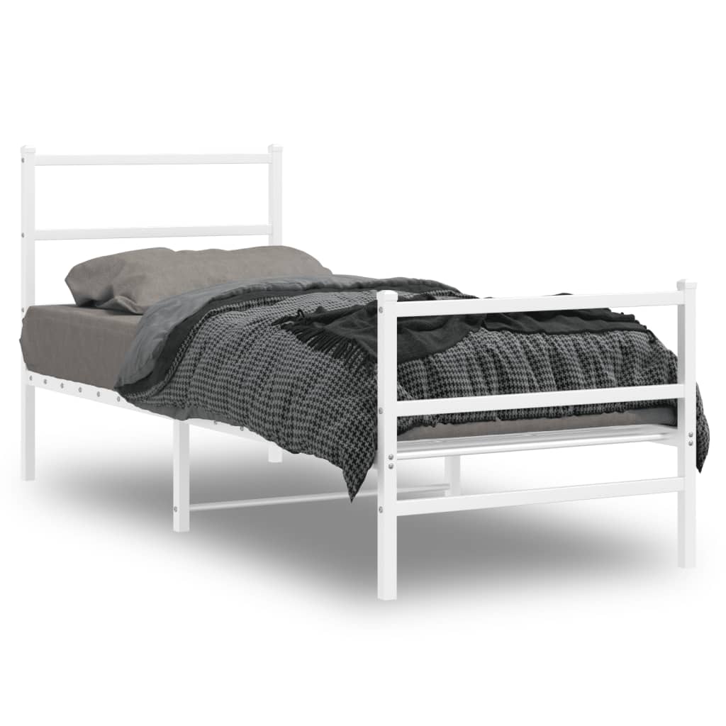 Giroletto con Testiera e Pediera Metallo Bianco 80x200 cm | homemem39