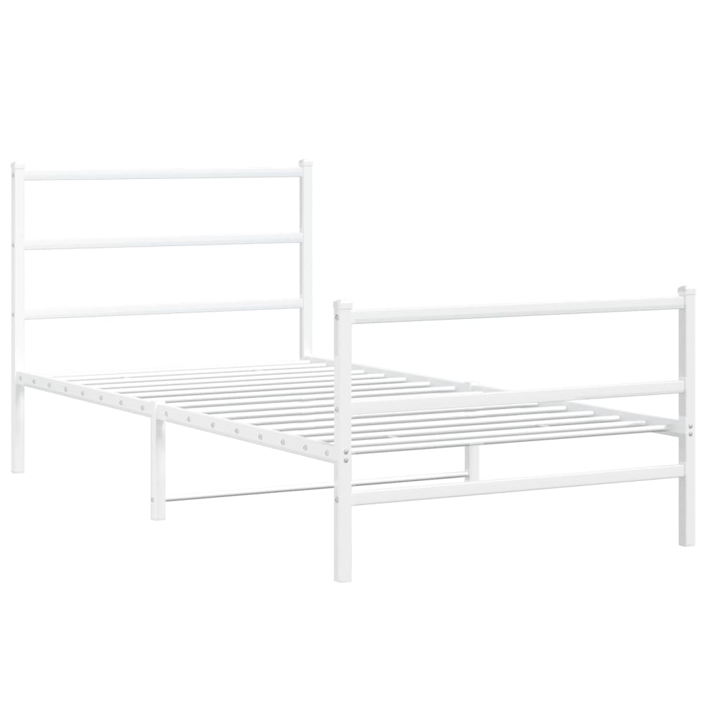 Giroletto con Testiera e Pediera Metallo Bianco 100x200 cm