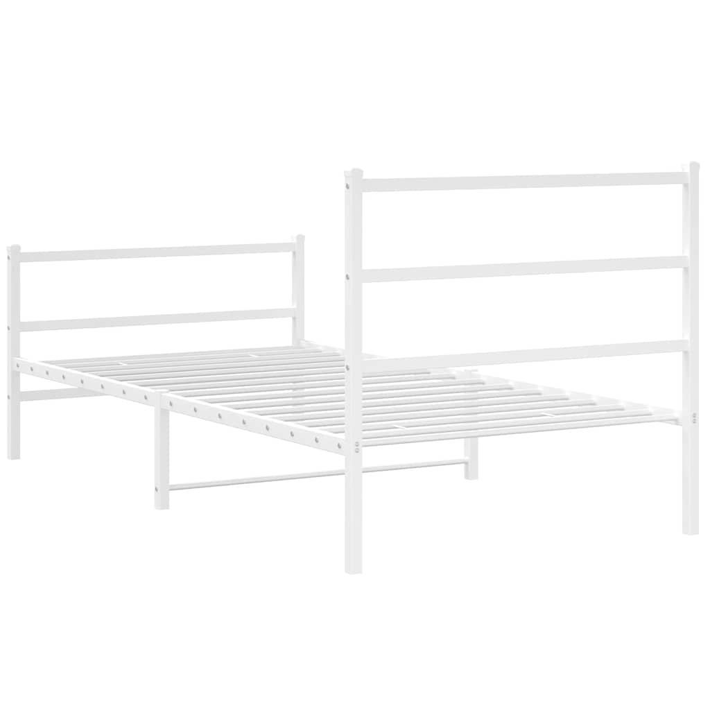 Giroletto con Testiera e Pediera Metallo Bianco 100x200 cm