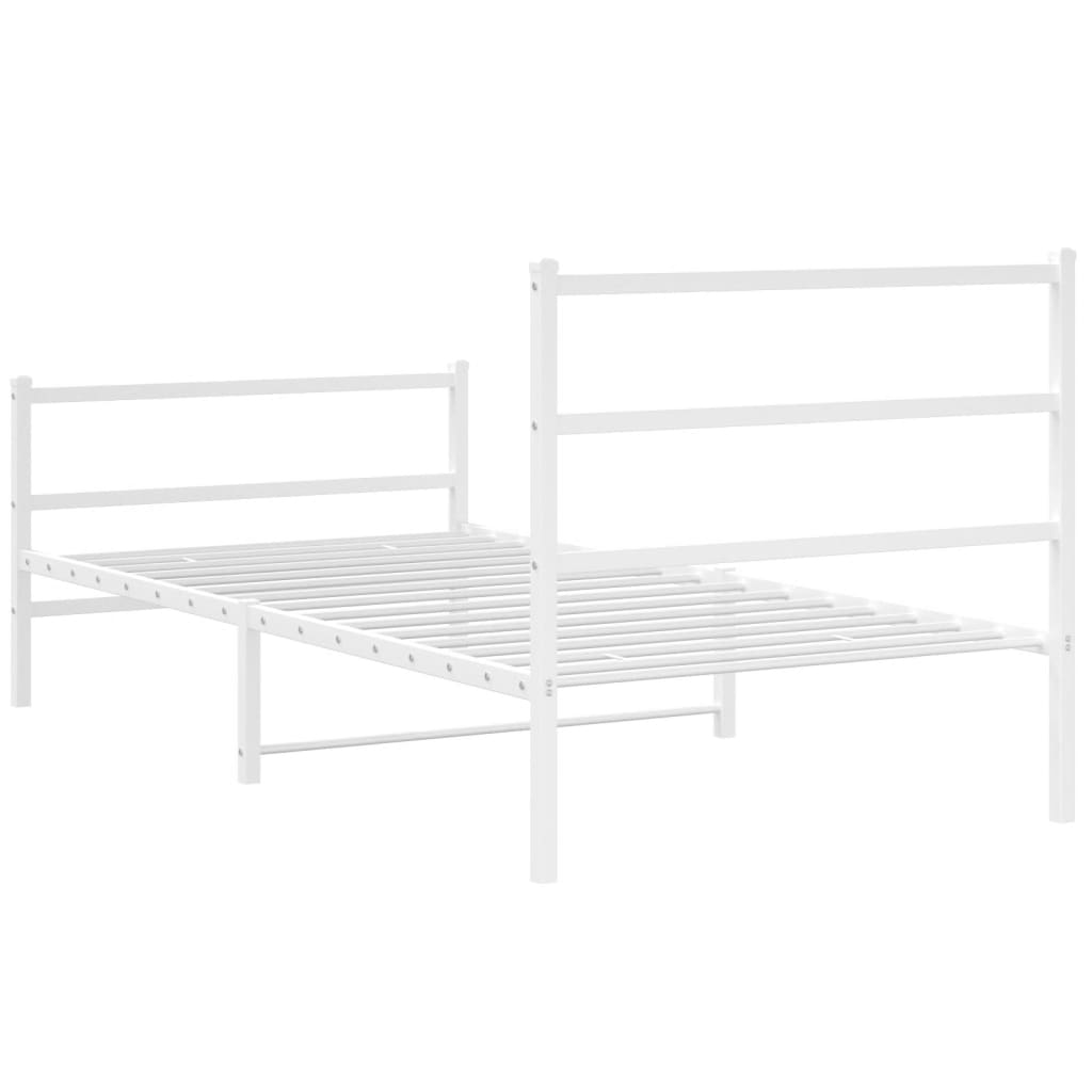 Giroletto con Testiera e Pediera Metallo Bianco 107x203 cm