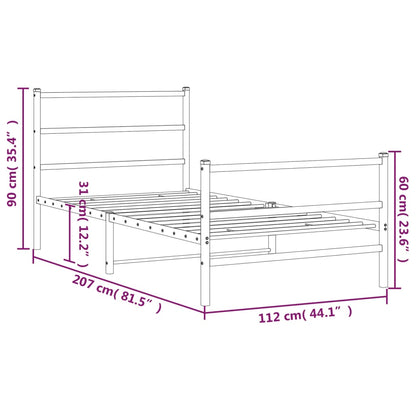 Giroletto con Testiera e Pediera Metallo Bianco 107x203 cm