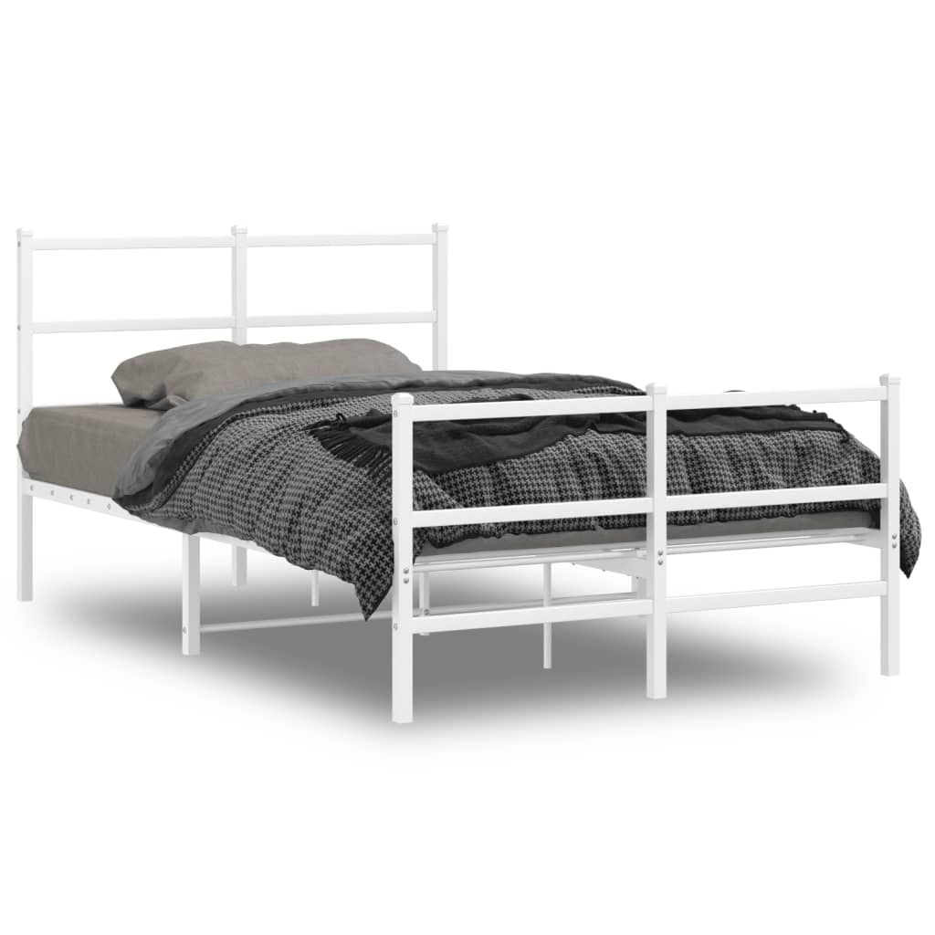 Giroletto con Testiera e Pediera Metallo Bianco 120x190 cm | homemem39
