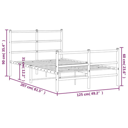 Giroletto con Testiera e Pediera Metallo Bianco 120x200 cm | homemem39