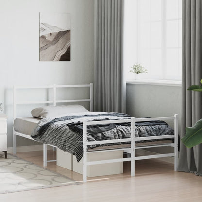 Giroletto con Testiera e Pediera Metallo Bianco 120x200 cm | homemem39
