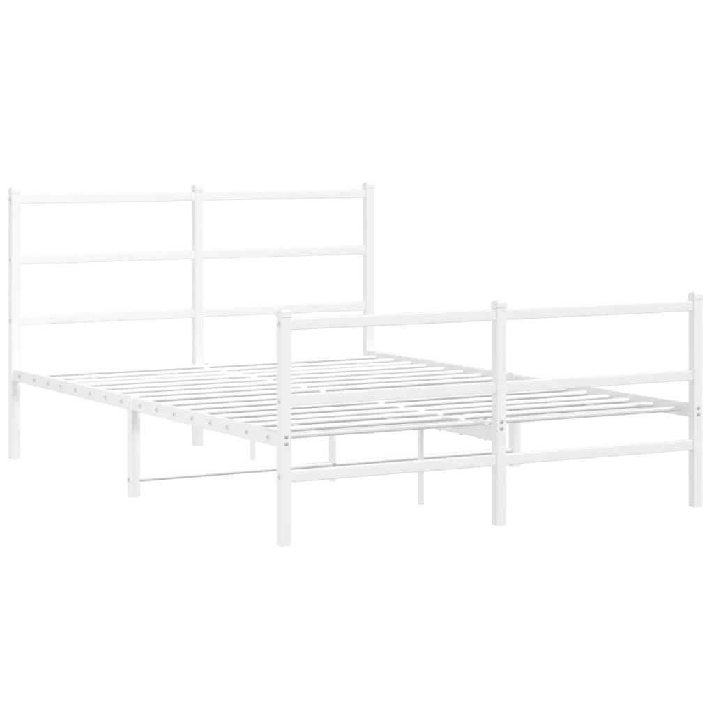 Giroletto con Testiera e Pediera Metallo Bianco 140x190 cm | homemem39