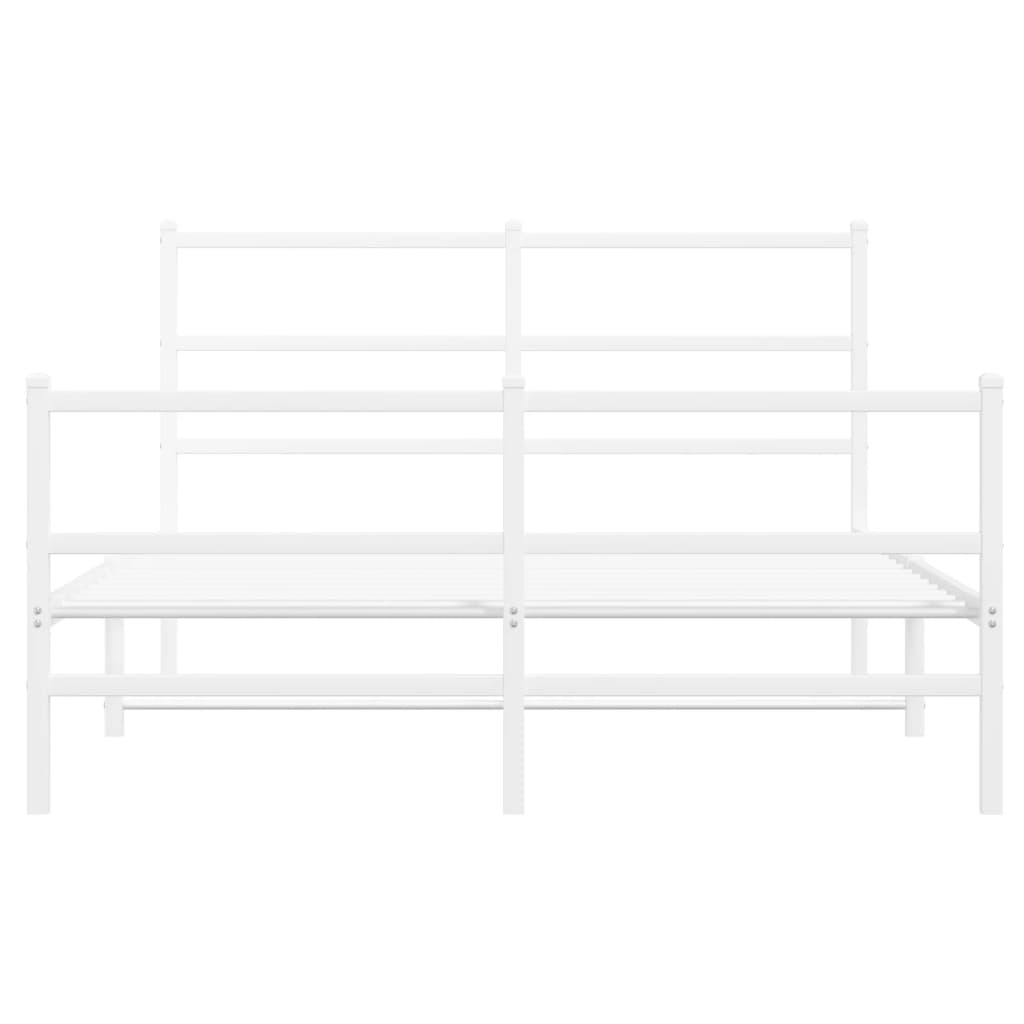 Giroletto con Testiera e Pediera Metallo Bianco 140x190 cm | homemem39