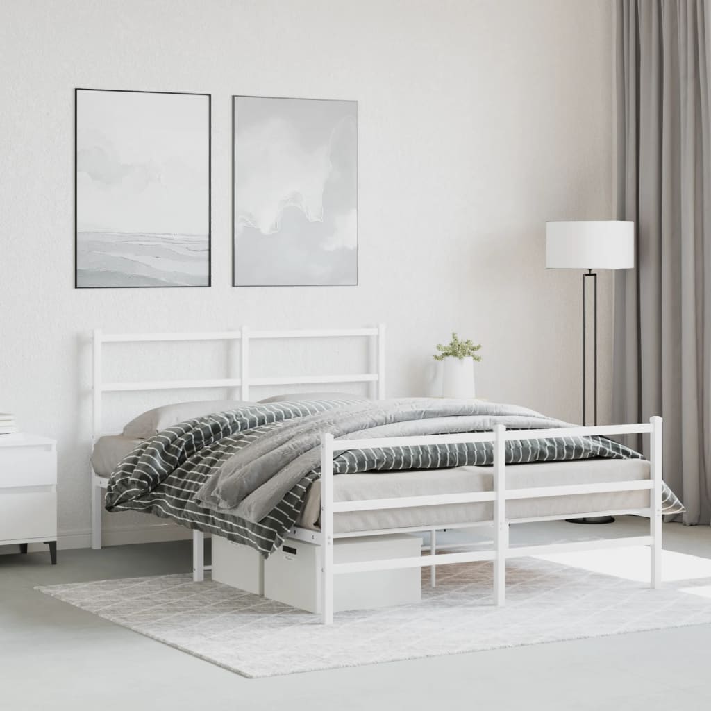 Giroletto con Testiera e Pediera Metallo Bianco 140x190 cm | homemem39
