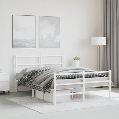 Giroletto con Testiera e Pediera Metallo Bianco 140x190 cm | homemem39