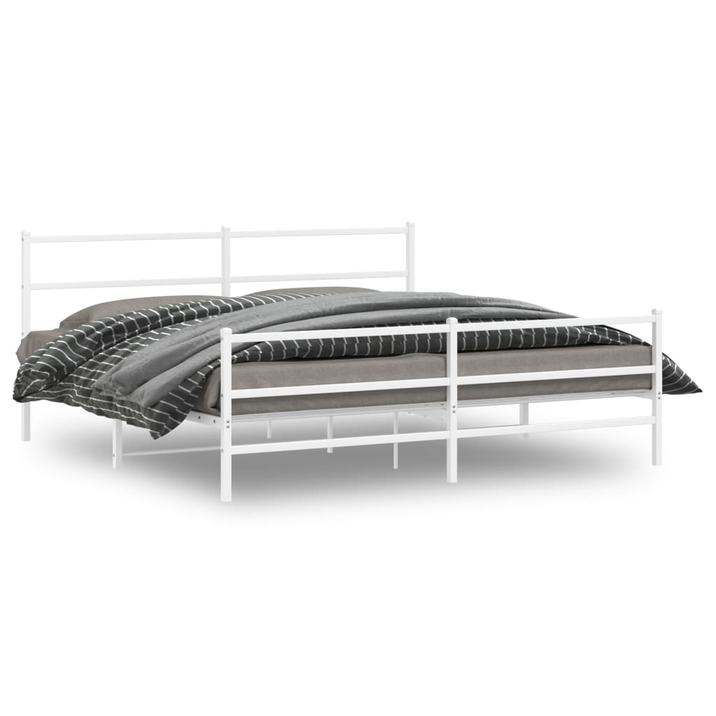 Giroletto con Testiera e Pediera Metallo Bianco 183x213 cm | homemem39