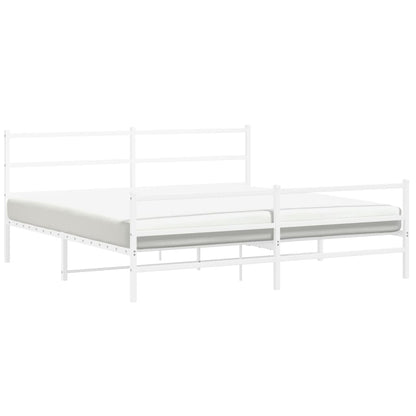 Giroletto con Testiera e Pediera Metallo Bianco 200x200 cm
