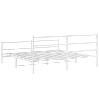 Giroletto con Testiera e Pediera Metallo Bianco 200x200 cm
