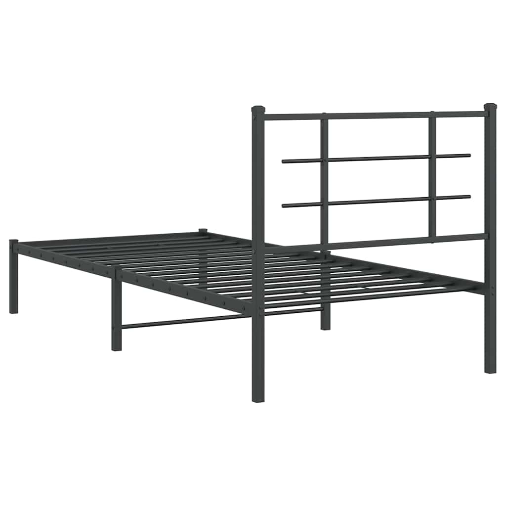 Giroletto con Testiera in Metallo Nero 90x200 cm