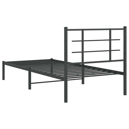 Giroletto con Testiera in Metallo Nero 90x200 cm