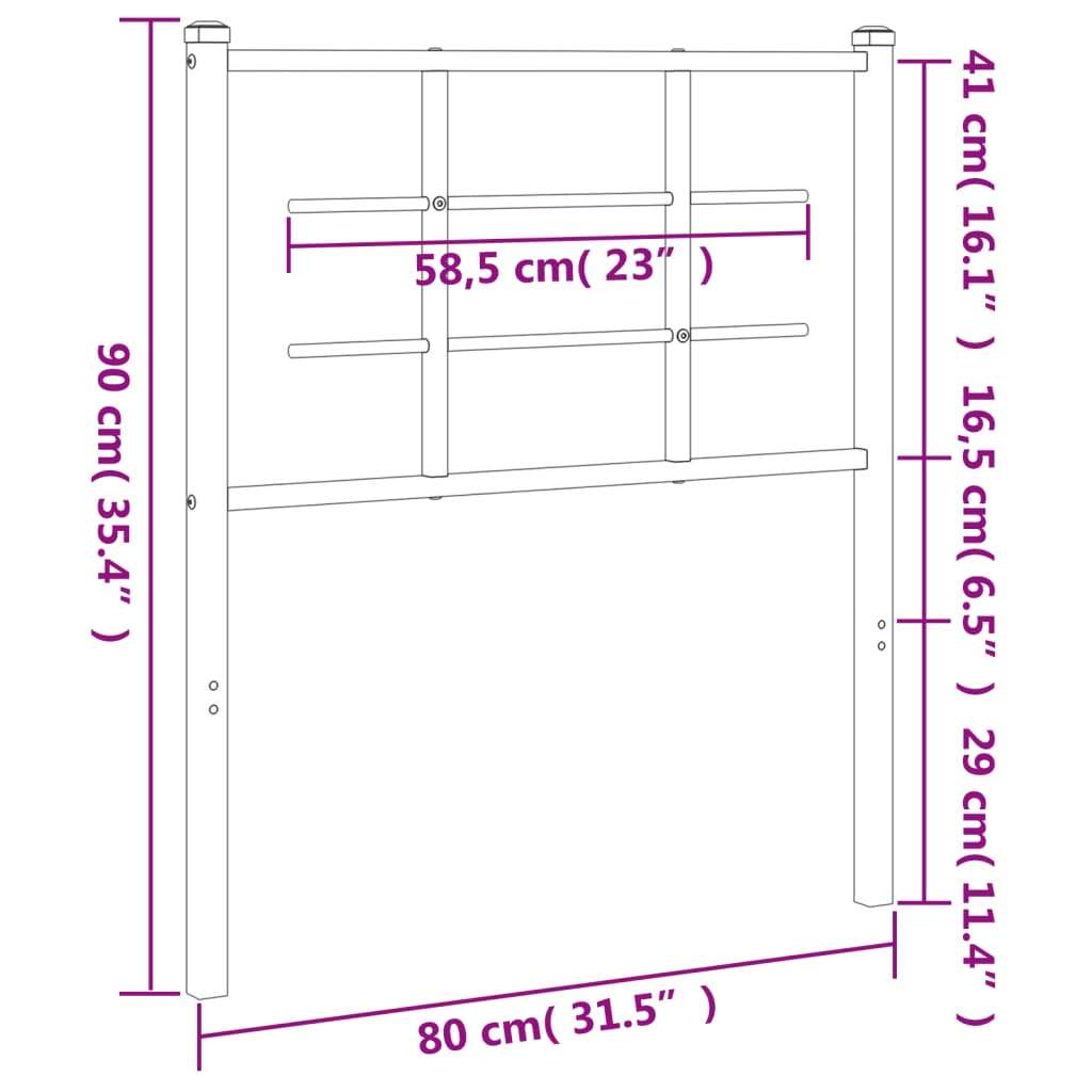 Testiera in Metallo Nero 75 cm