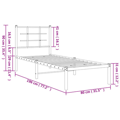 Giroletto senza Materaso con Testiera Metallo Bianco 75x190 cm
