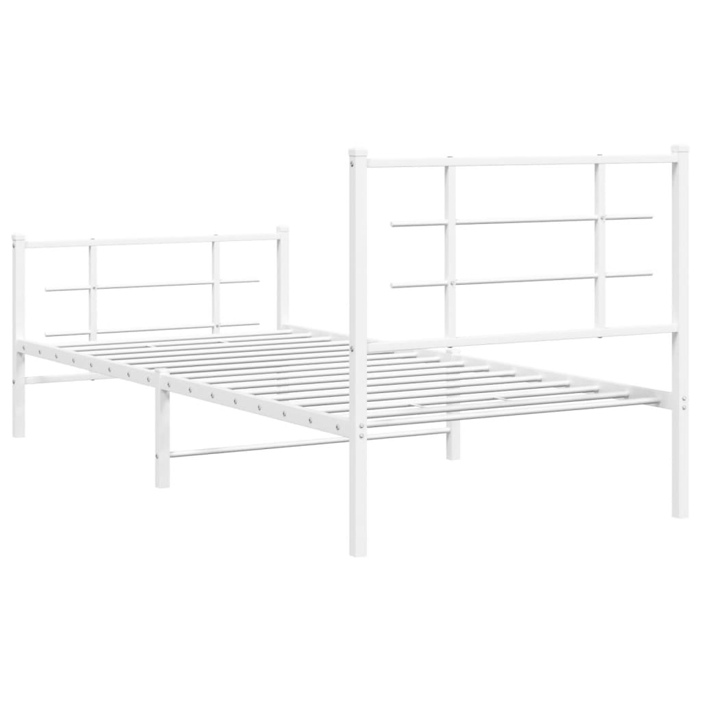 Giroletto con Testiera e Pediera Metallo Bianco 90x190 cm