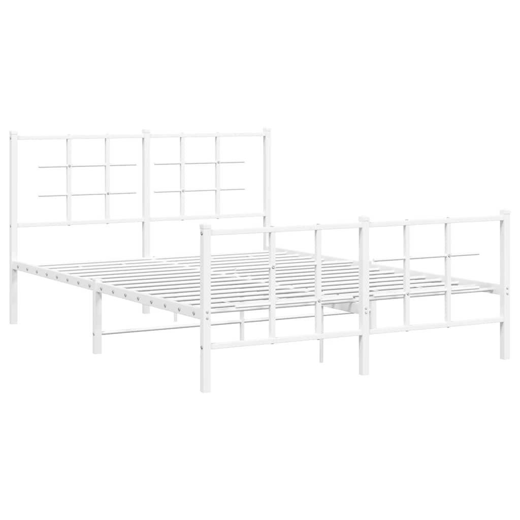 Giroletto con Testiera e Pediera Metallo Bianco 135x190 cm
