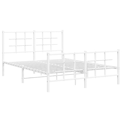 Giroletto con Testiera e Pediera Metallo Bianco 135x190 cm