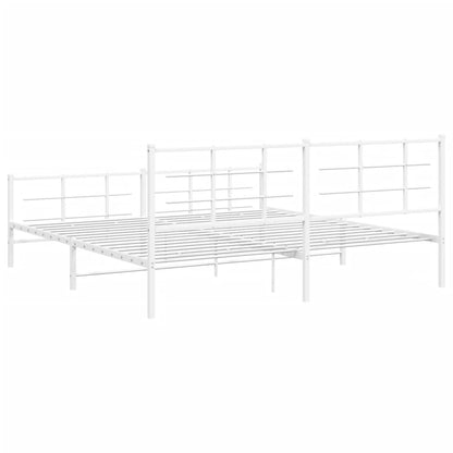 Giroletto con Testiera e Pediera Metallo Bianco 193x203 cm