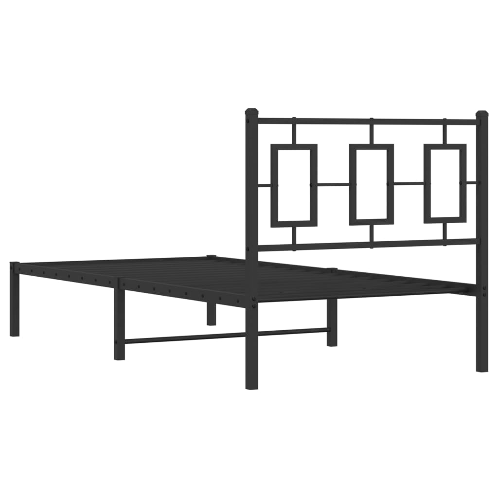 Giroletto con Testiera in Metallo Nero 90x190 cm | homemem39