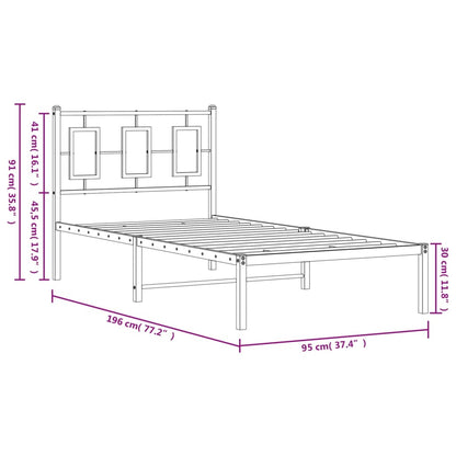 Giroletto con Testiera in Metallo Nero 90x190 cm | homemem39