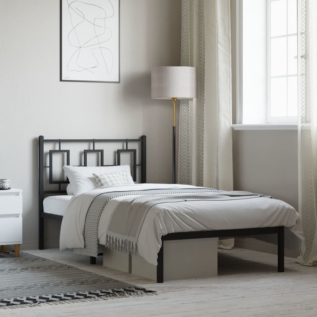 Giroletto con Testiera in Metallo Nero 90x190 cm | homemem39