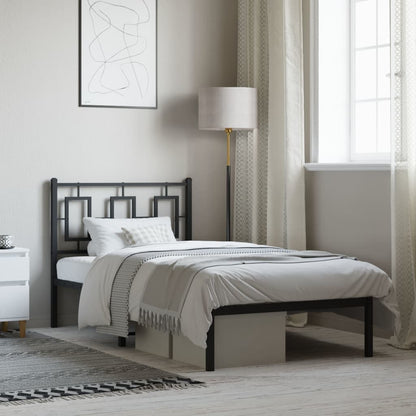 Giroletto con Testiera in Metallo Nero 90x190 cm | homemem39