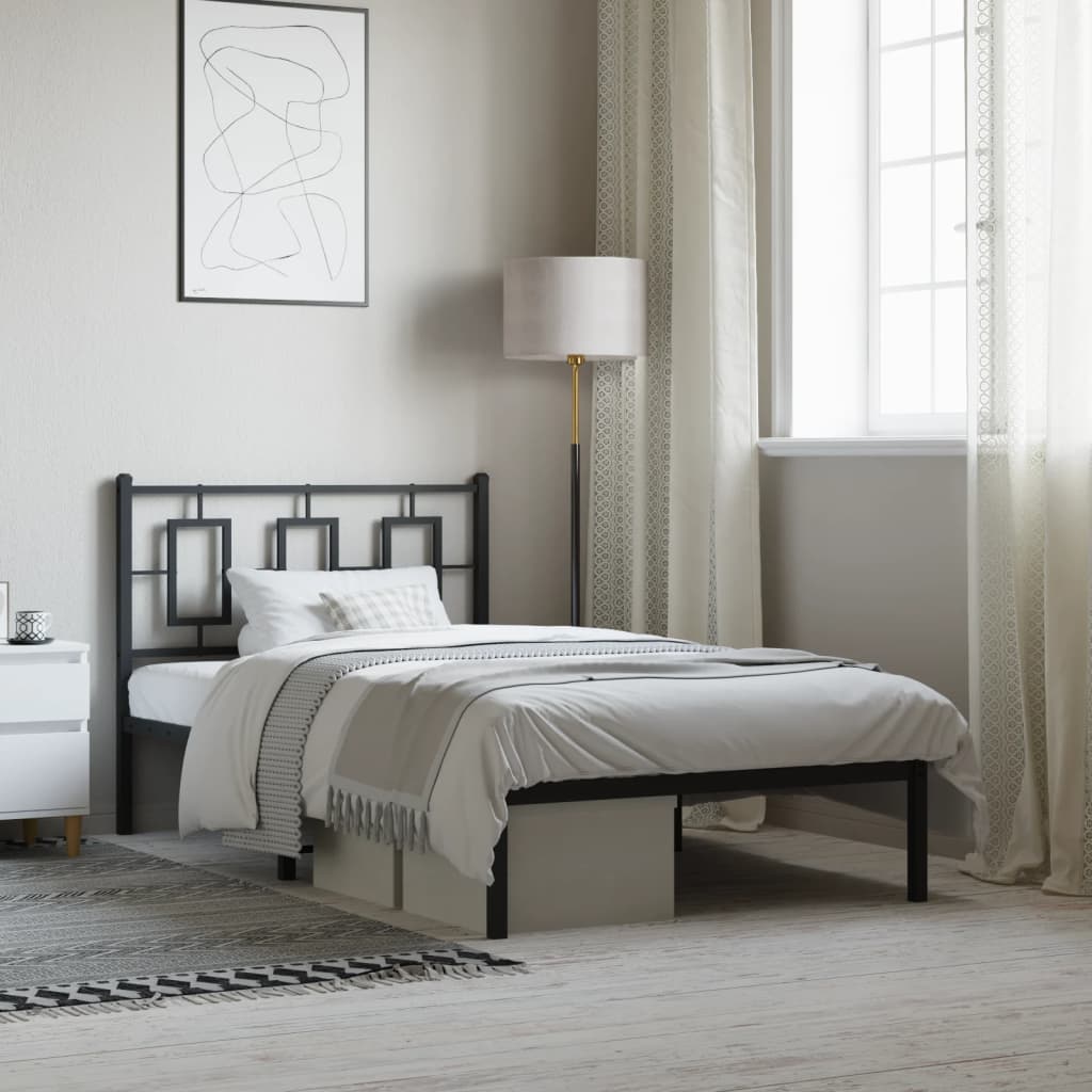 Giroletto con Testiera Metallo Nero 100x200 cm | homemem39