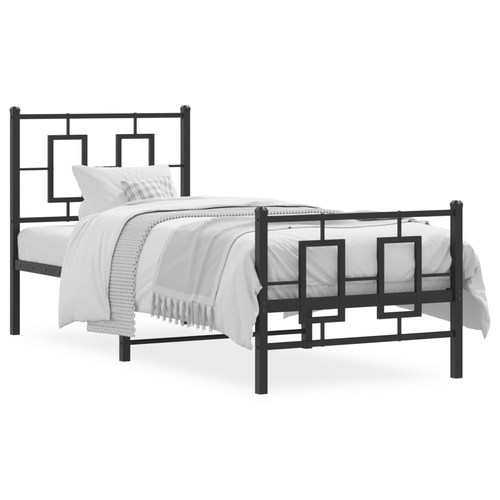 Giroletto con Testiera e Pediera Metallo Nero 75x190 cm | homemem39