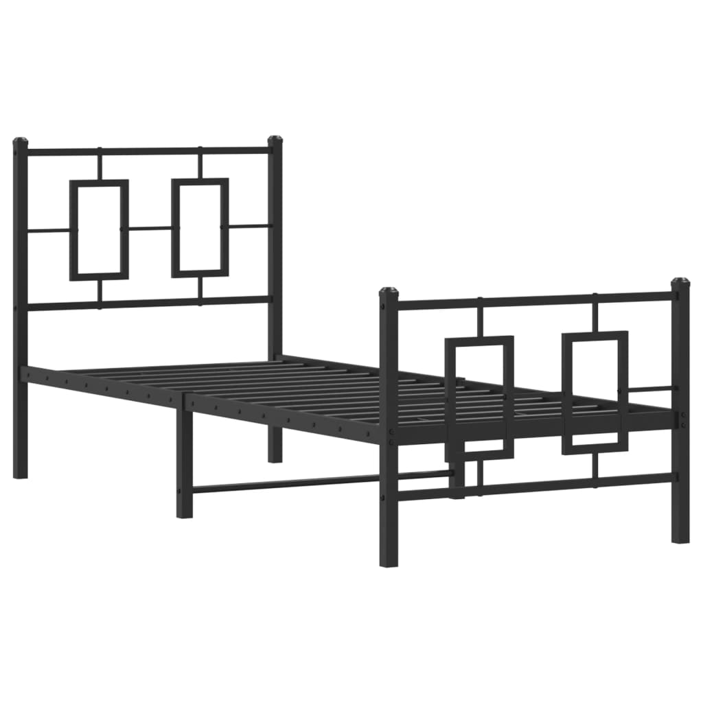 Giroletto con Testiera e Pediera Metallo Nero 75x190 cm | homemem39