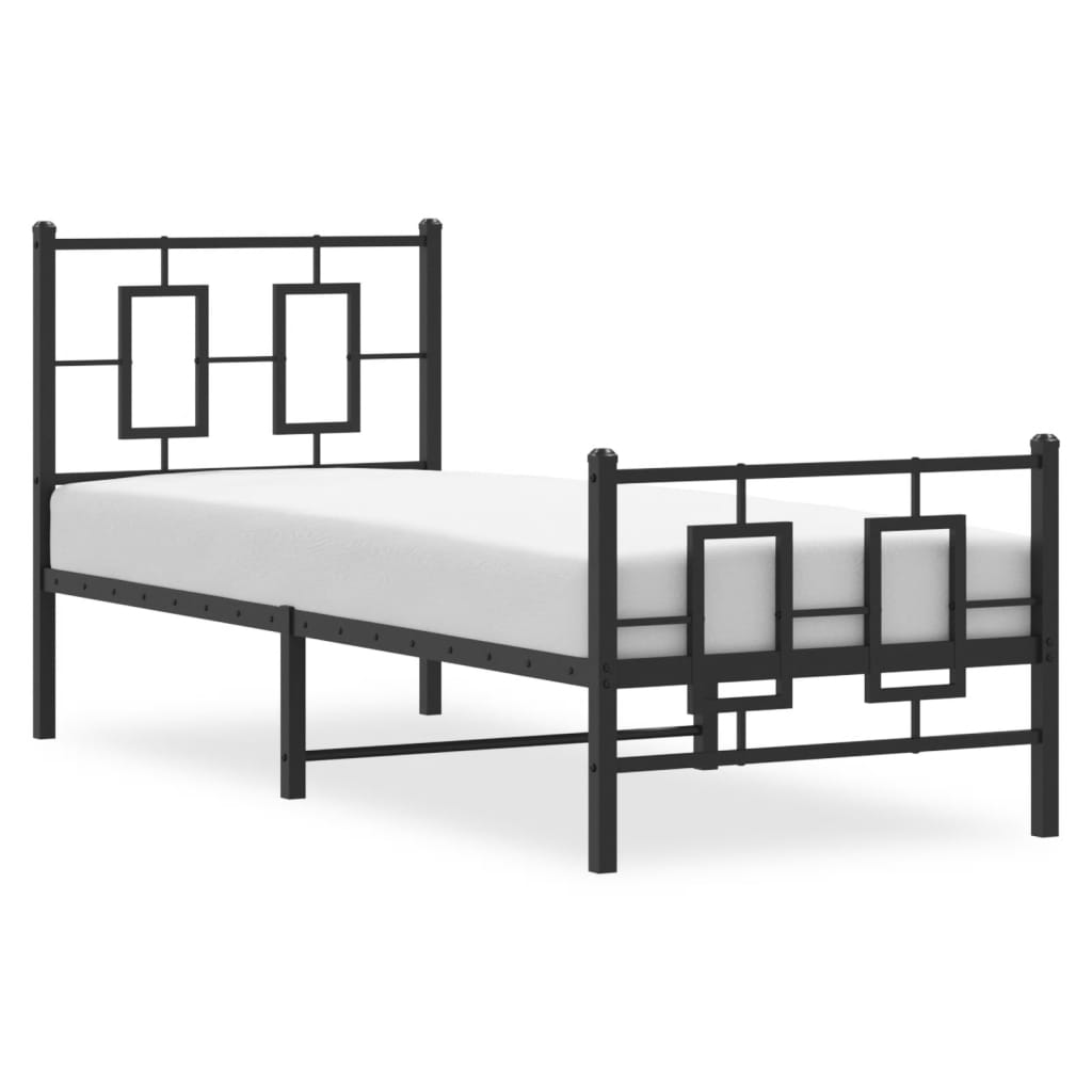 Giroletto con Testiera e Pediera Metallo Nero 75x190 cm