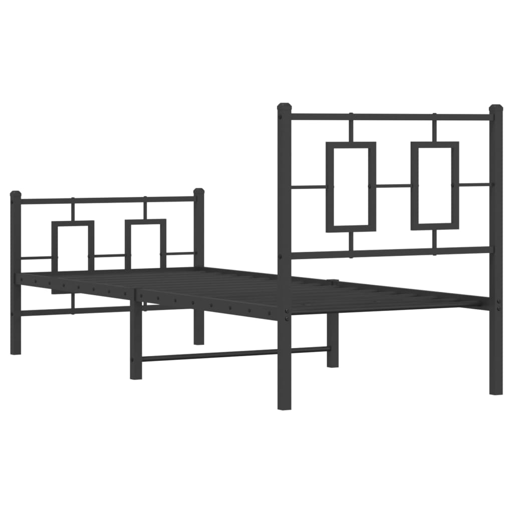 Giroletto con Testiera e Pediera Metallo Nero 75x190 cm | homemem39