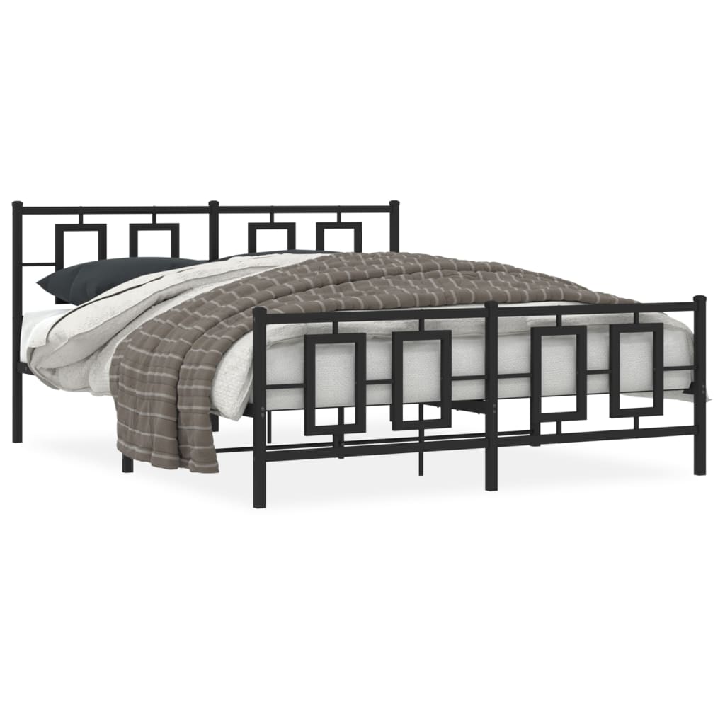 Giroletto con Testiera e Pediera Metallo Nero 150x200 cm | homemem39