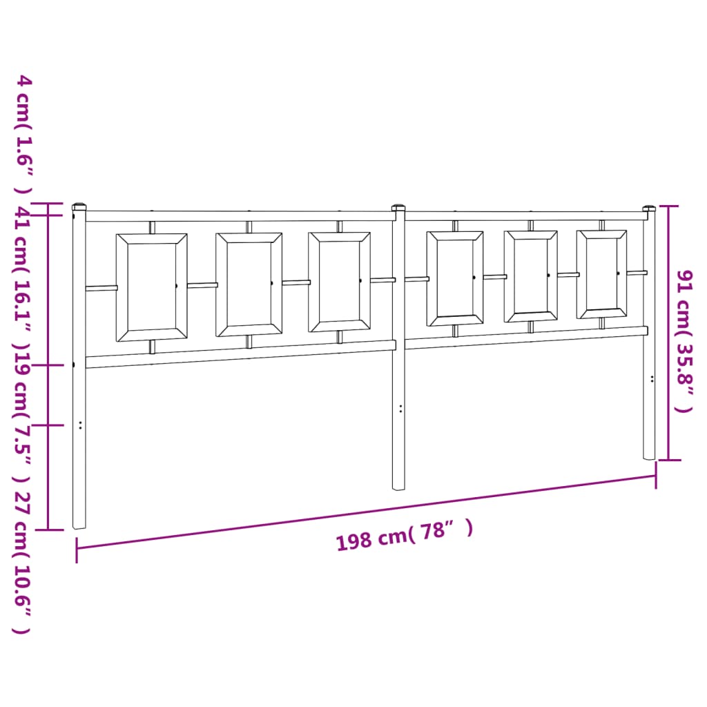 Testiera in Metallo Nero 193 cm